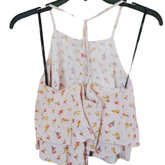 Forever 21 Floral Spaghetti Straps Cropped Tank Top Peasant Vacation Tops Small - Picture 4 of 5